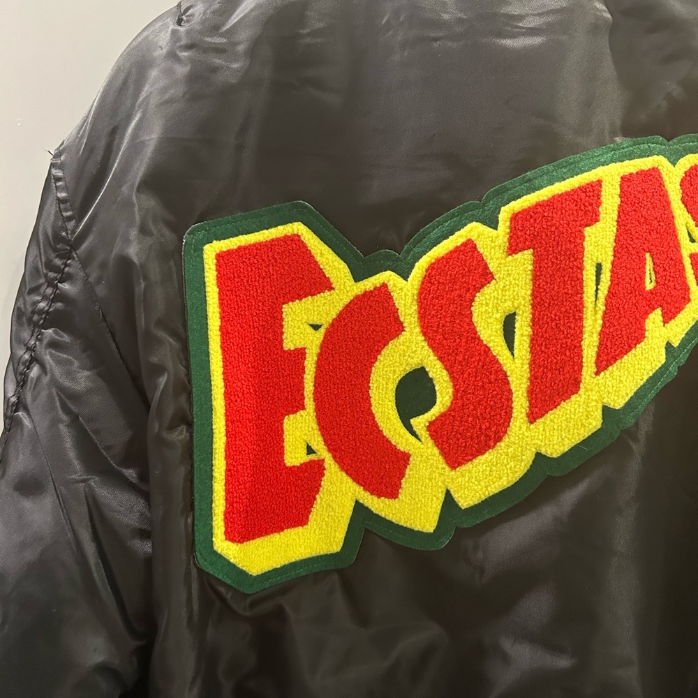 Black Bomber Jacket With Ecstasy Patch - image 3